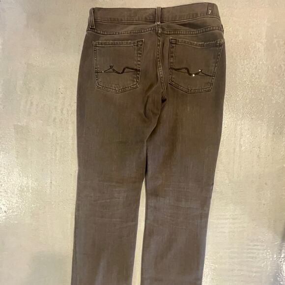 7 for all mankind boot cut rhinestone pocket  jeans brown size 27 - Picture 2 of 4